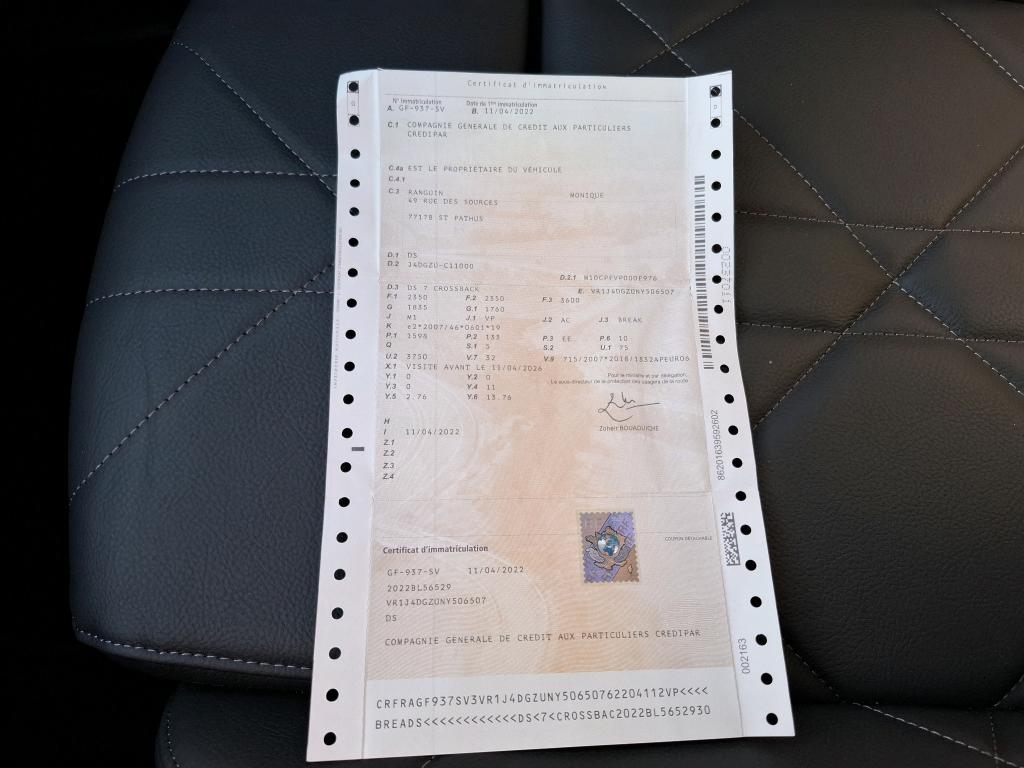 DS DS7 Crossback Hybride E-Tense 225 EAT8 Ligne Noire 2022