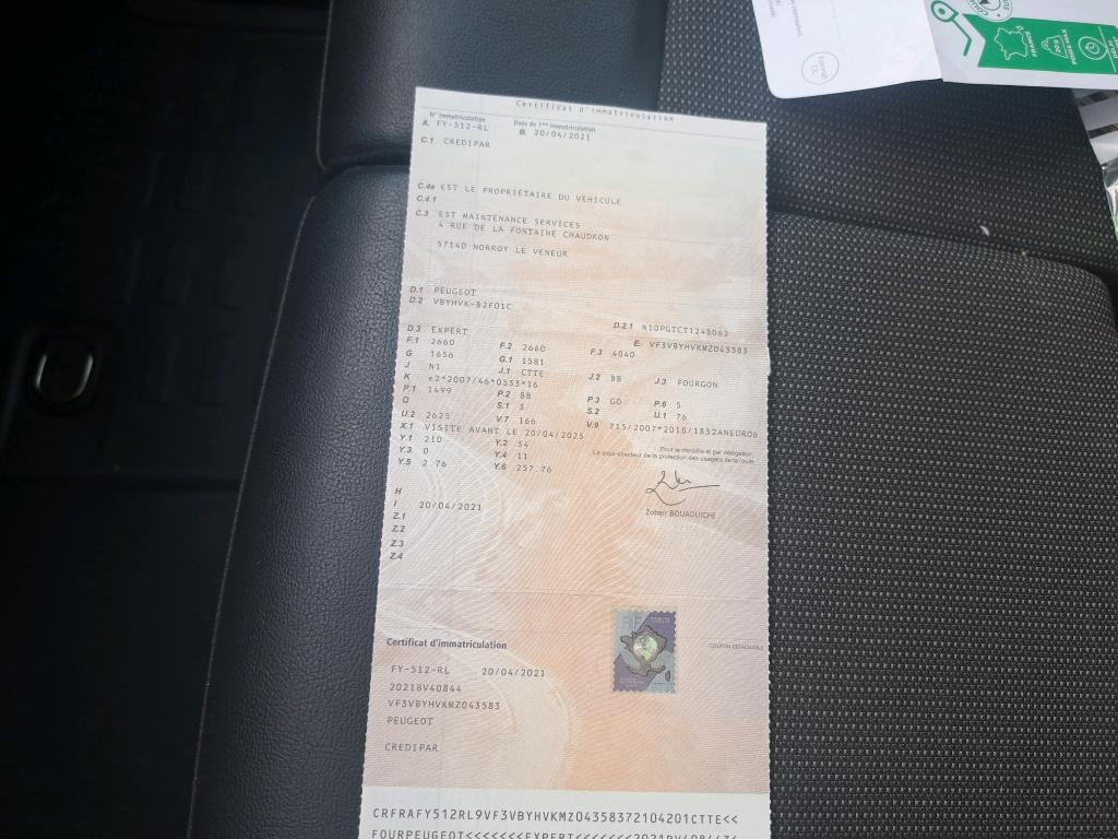 Peugeot EXPERT FGN TOLE STANDARD 1.5 BLUEHDI 120 S&S BVM6 ASPHALT 2021