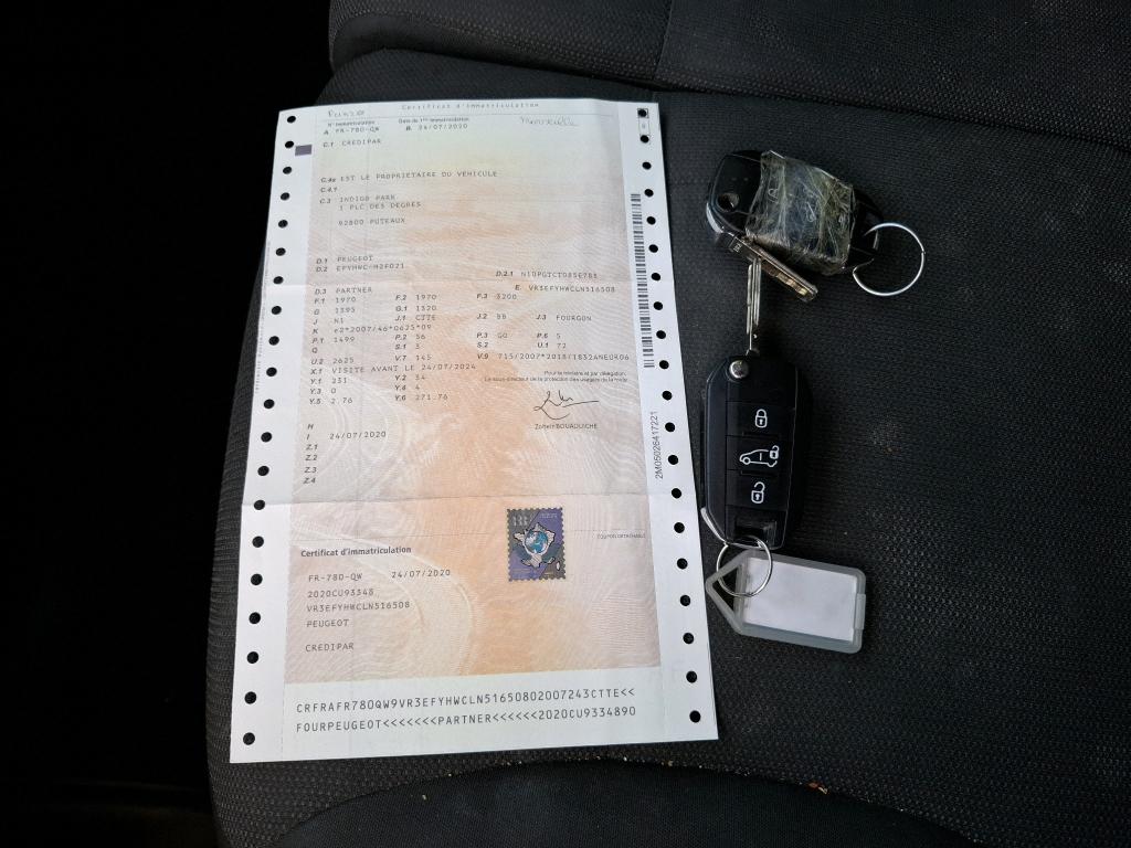 Peugeot PARTNER FOURGON STANDARD 650 KG BLUEHDI 75 BVM5 PREMIUM 2020