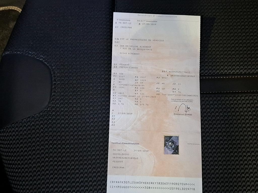 Peugeot 508 BlueHDi 180 ch S&S EAT8 GT Line 2019