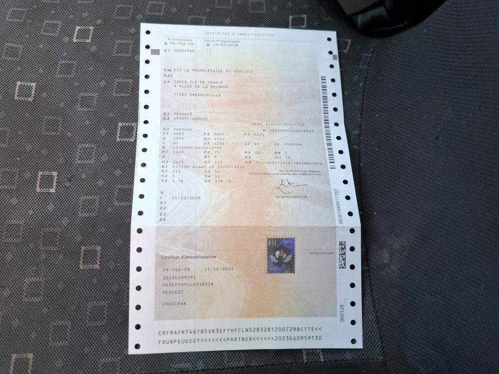 Peugeot PARTNER FOURGON STANDARD 650 KG BLUEHDI 100 S&S BVM5 ASPHALT 2020