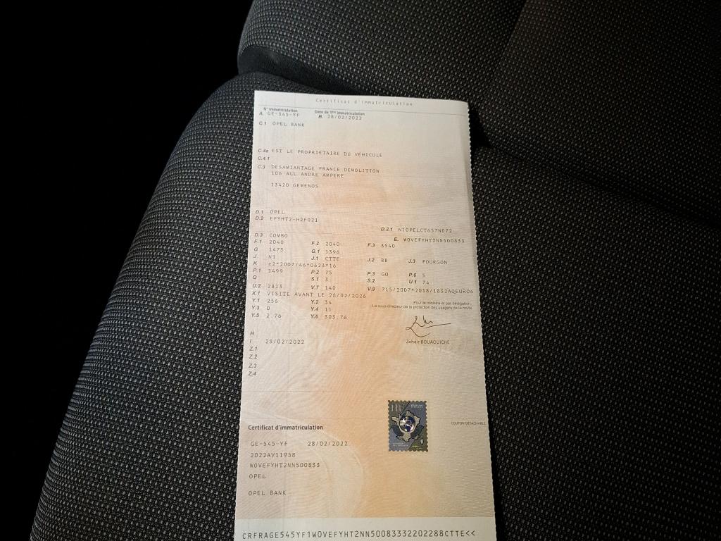 Opel COMBO CARGO 1.5 100 CH S/S L1H1 BVM6 STANDARD PACK CLIM 2022