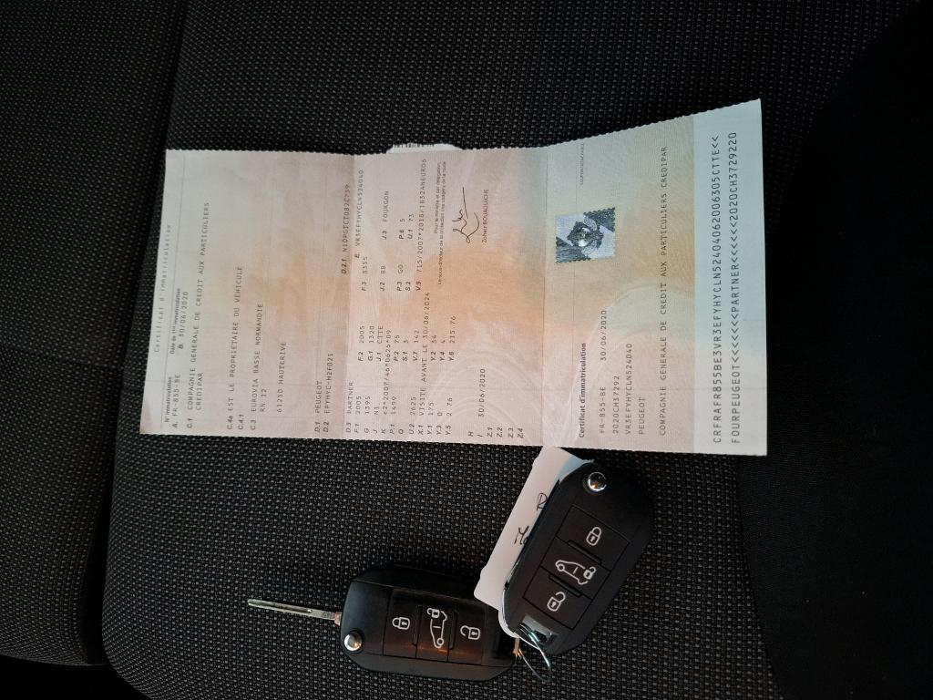 Peugeot PARTNER FOURGON STANDARD 650 KG BLUEHDI 100 S&S BVM5 PREMIUM 2020