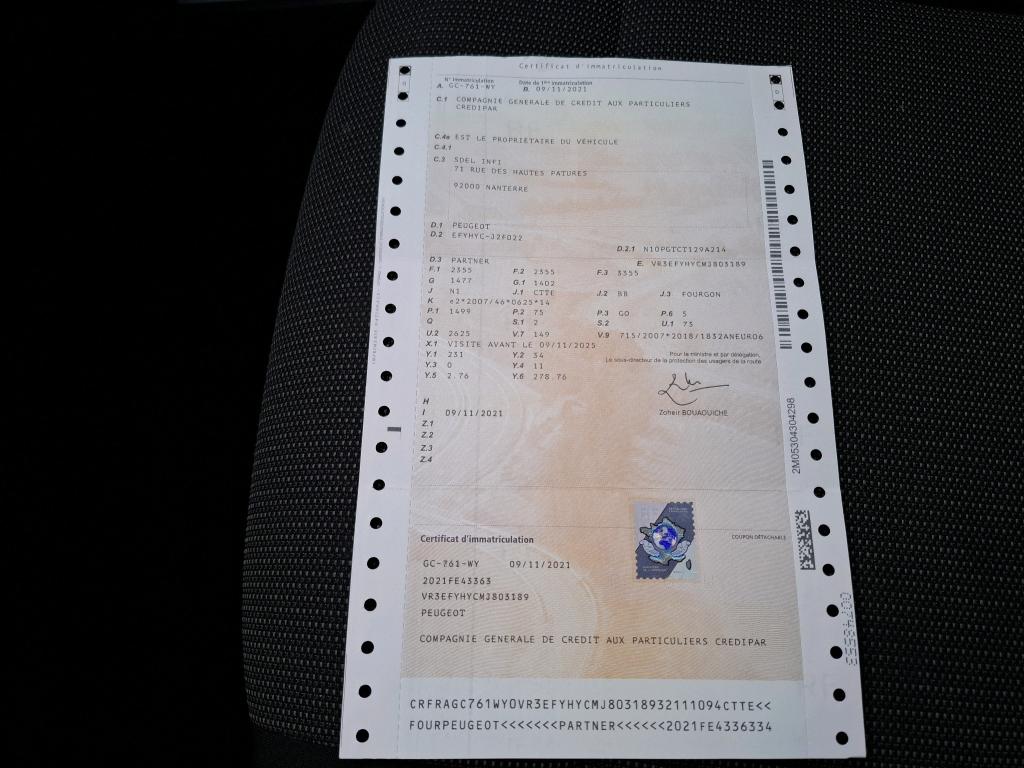 Peugeot PARTNER FOURGON LONG 950 KG BLUEHDI 100 S&S BVM5 ASPHALT 2021