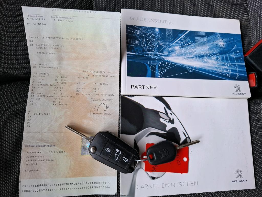 Peugeot PARTNER FOURGON STANDARD 650 KG BLUEHDI 100 S&S BVM5 ASPHALT 2019