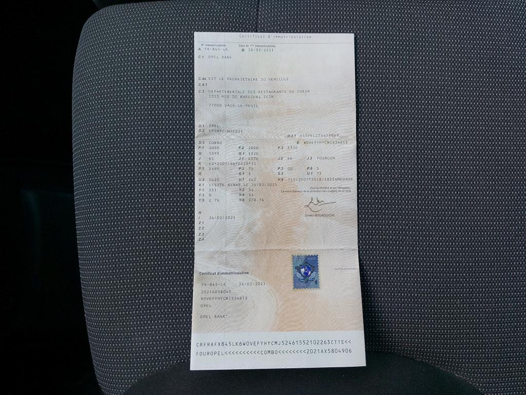 Opel COMBO CARGO 1.5 100 CH S/S L1H1 BVM5 STANDARD PACK CLIM 2021