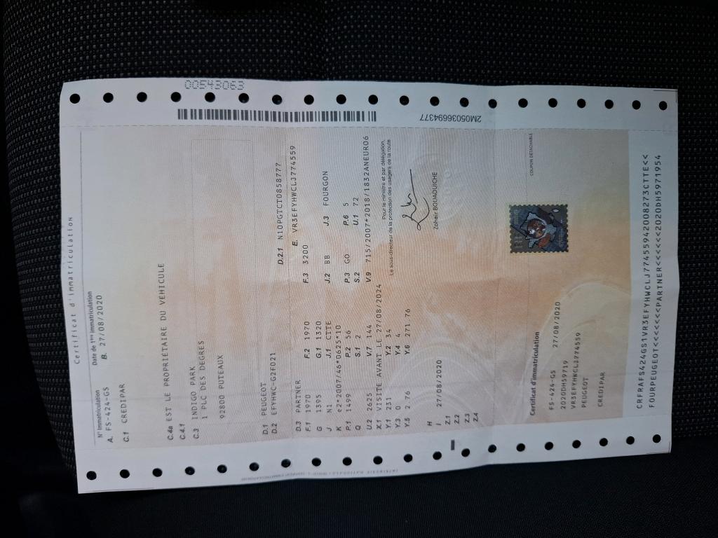 Peugeot PARTNER FOURGON STANDARD 650 KG BLUEHDI 75 BVM5 PREMIUM 2020