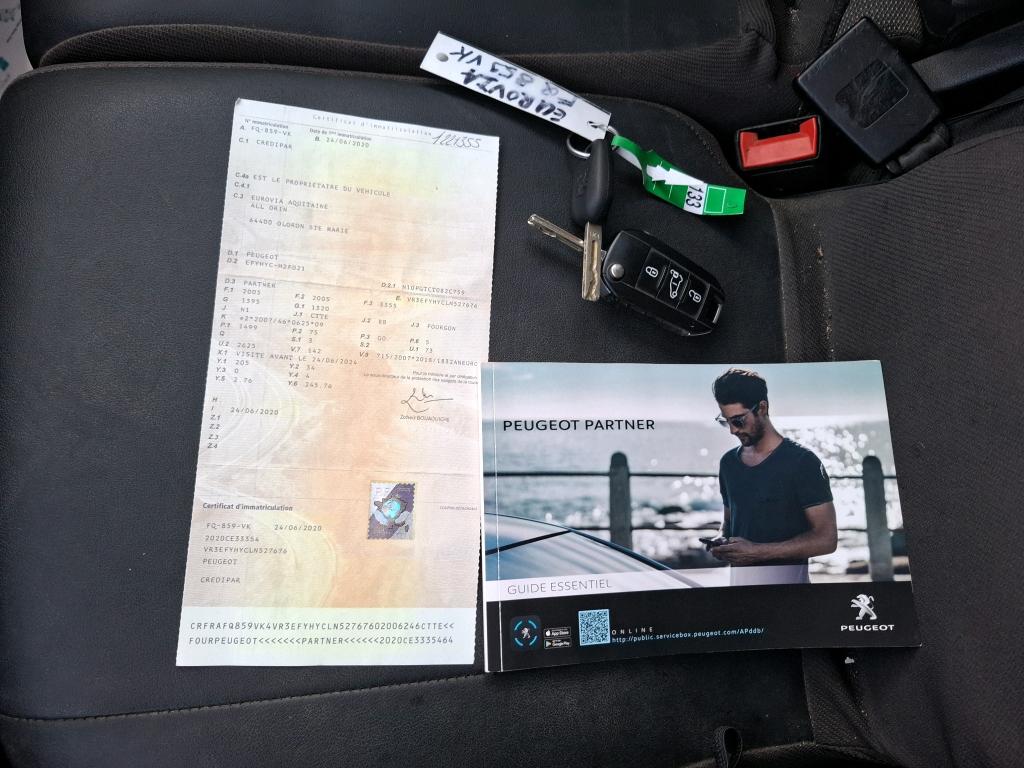 Peugeot PARTNER FOURGON STANDARD 650 KG BLUEHDI 100 S&S BVM5 PREMIUM 2020