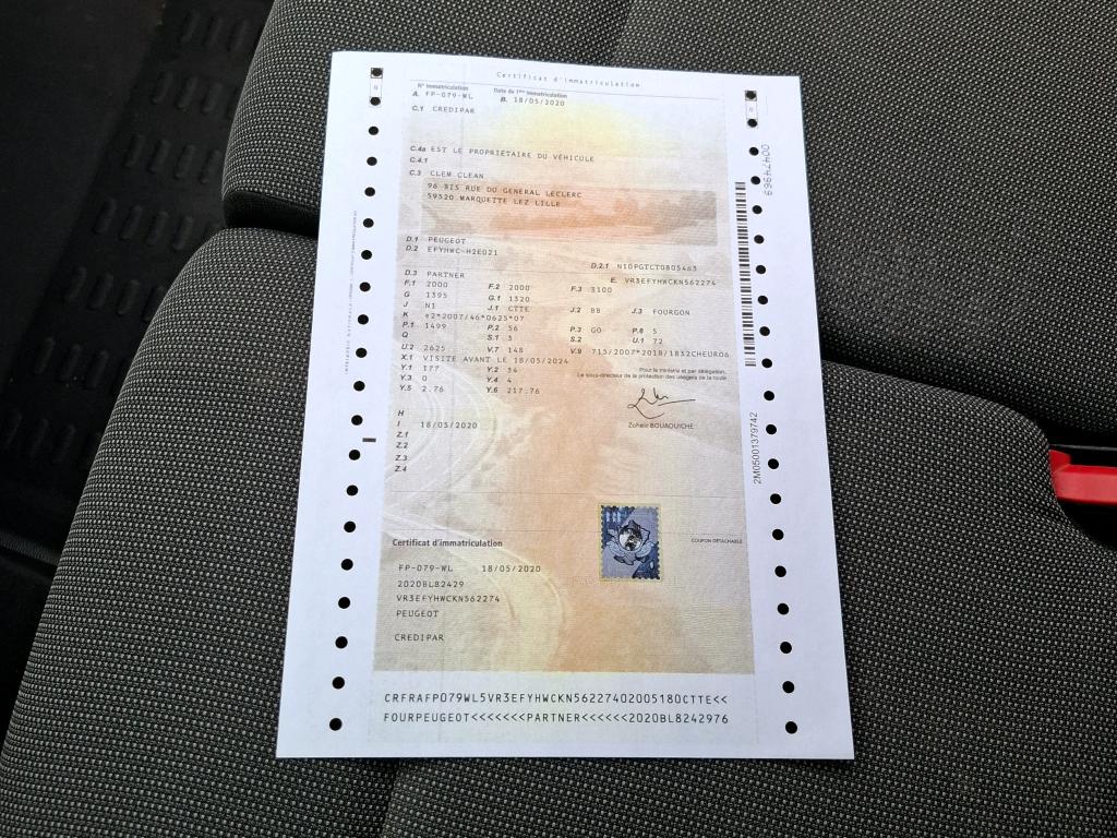 Peugeot PARTNER FOURGON STANDARD 650 KG BLUEHDI 75 BVM5 PREMIUM 2020