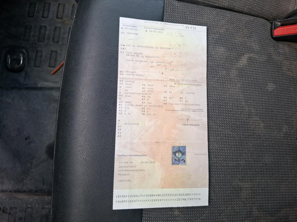 Peugeot EXPERT FGN TOLE STANDARD BLUEHDI 95 BVM5 PRO 2019