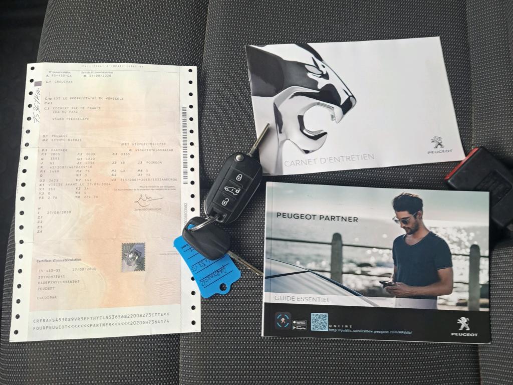 Peugeot PARTNER FOURGON STANDARD 650 KG BLUEHDI 100 S&S BVM5 PREMIUM 2020