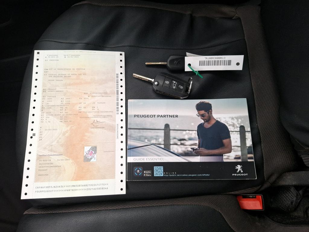 Peugeot PARTNER FOURGON STANDARD 650 KG BLUEHDI 100 S&S BVM5 PREMIUM 2021