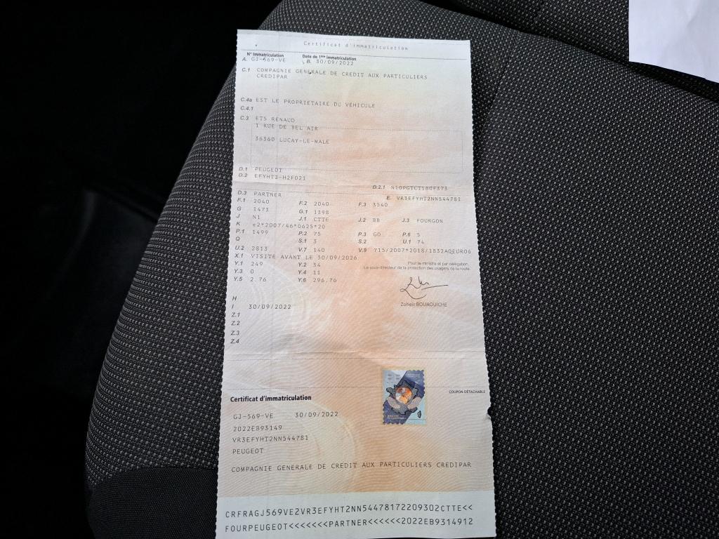 Peugeot PARTNER FOURGON STANDARD 650 KG BLUEHDI 100 S&S BVM6 ASPHALT 2022