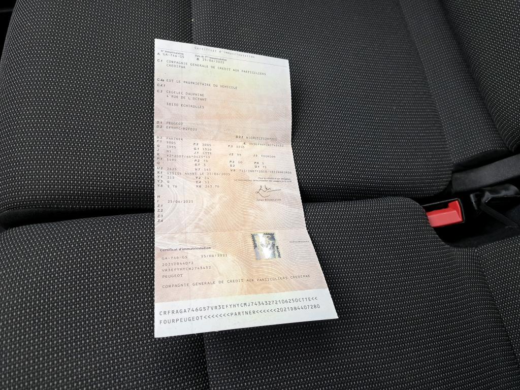 Peugeot PARTNER FOURGON STANDARD 650 KG BLUEHDI 100 S&S BVM5 ASPHALT 2021