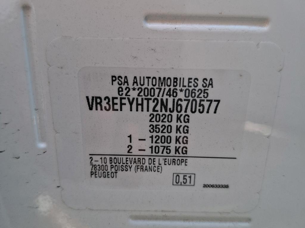 Peugeot PARTNER FOURGON STANDARD 650 KG BLUEHDI 100 S&S BVM6 PREMIUM 2022