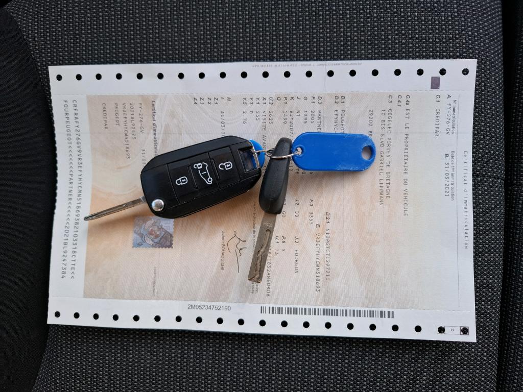 Peugeot PARTNER FOURGON STANDARD 650 KG BLUEHDI 100 S&S BVM5 PREMIUM 2021