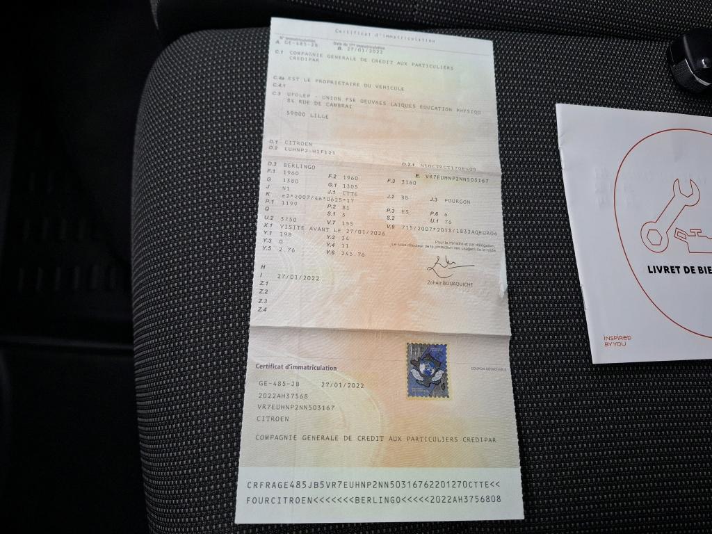 Citroen BERLINGO VAN M 650 PURETECH 110 S&S BVM6 CLUB 2022