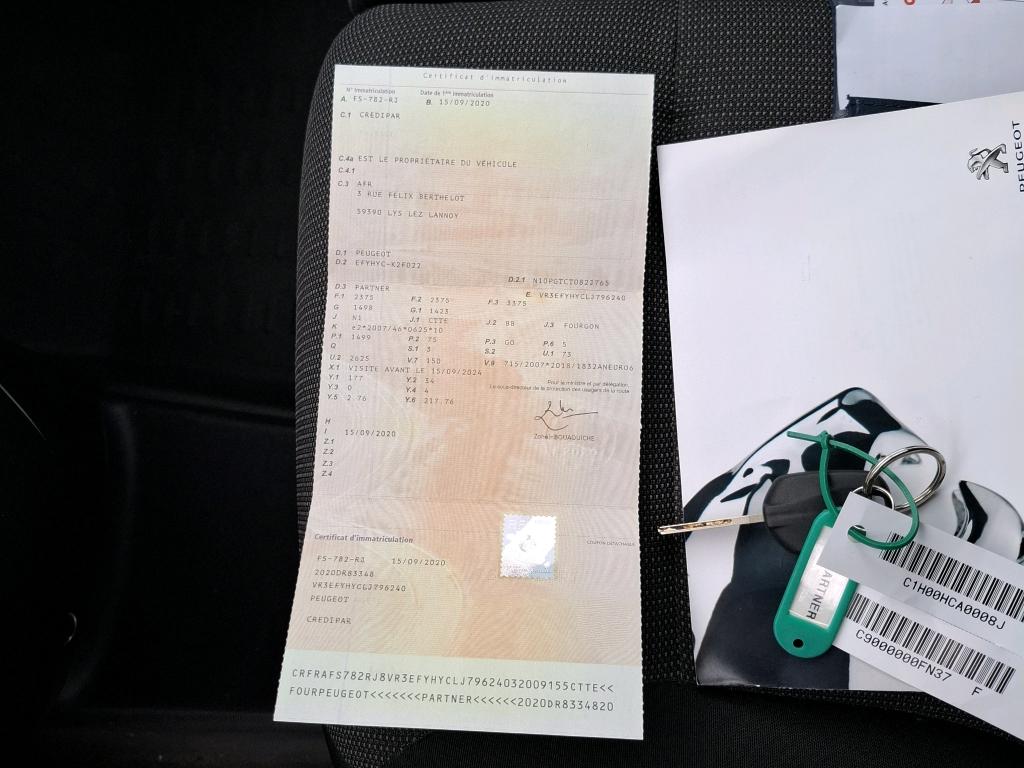 Peugeot PARTNER FOURGON LONG 950 KG BLUEHDI 100 S&S BVM5 PREMIUM 2020