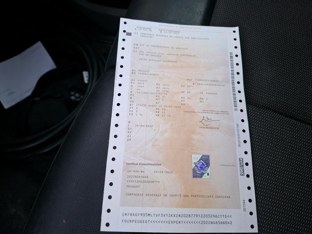 Peugeot EXPERT FGN TOLE STANDARD ELECTRIQUE 50KWH 136 ASPHALT 2022