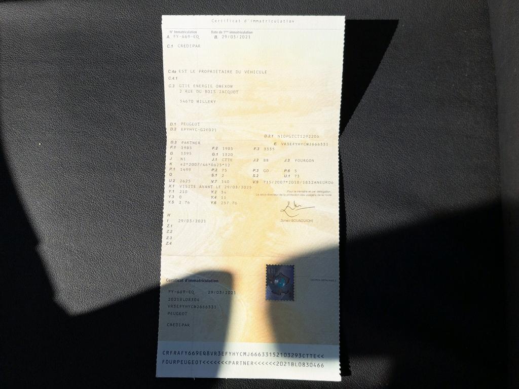 Peugeot PARTNER FOURGON STANDARD 650 KG BLUEHDI 100 S&S BVM5 ASPHALT 2021