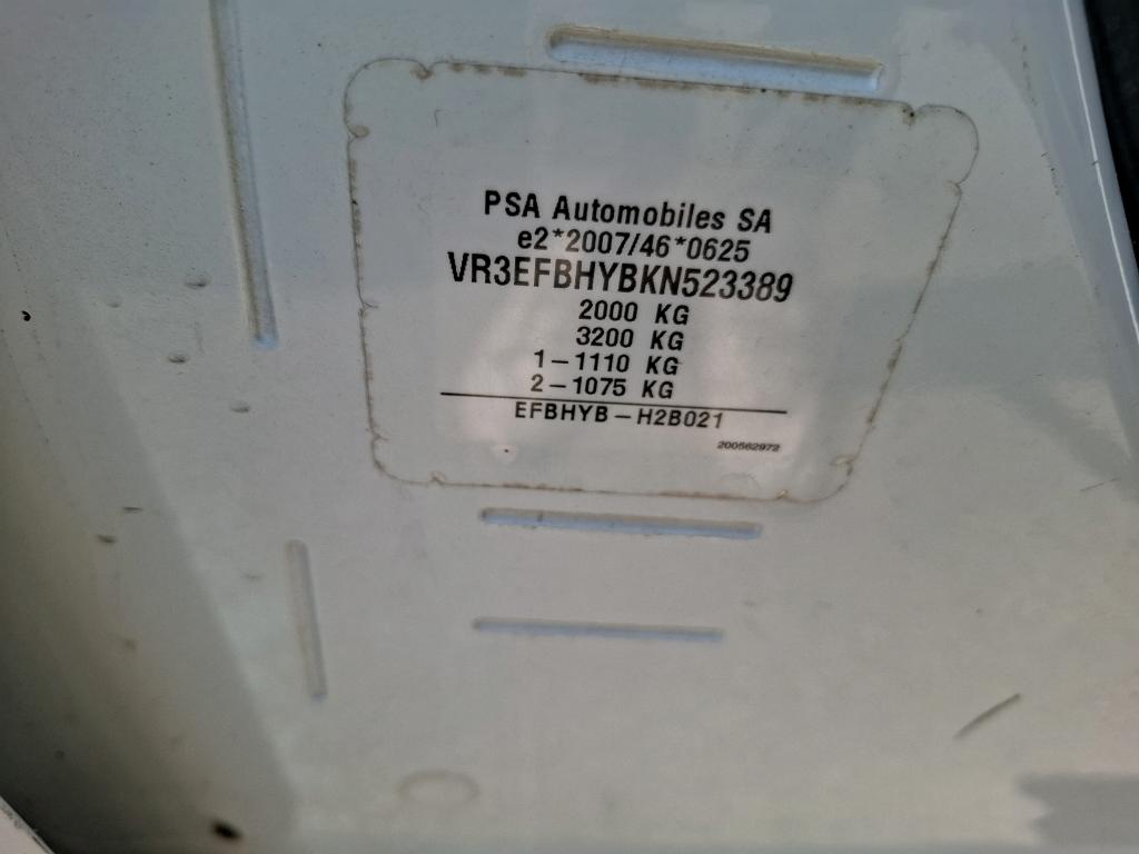 Peugeot PARTNER FOURGON STANDARD 650 KG BLUEHDI 100 S&S BVM5 PREMIUM 2019