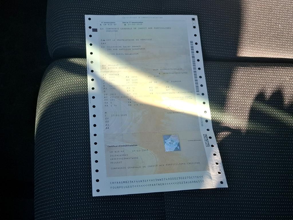 Peugeot PARTNER FOURGON M 650 KG BLUEHDI 130 S&S EAT8  2023