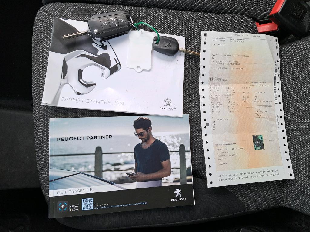 Peugeot PARTNER FOURGON STANDARD 650 KG BLUEHDI 100 S&S BVM5 ASPHALT 2020