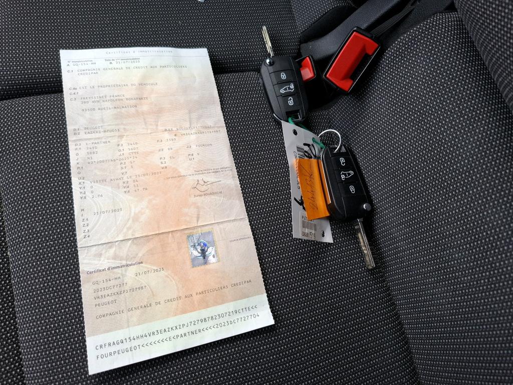 Peugeot E-PARTNER FOURGON M 800 KG 136 CH BATTERIE 50 KWH  2023