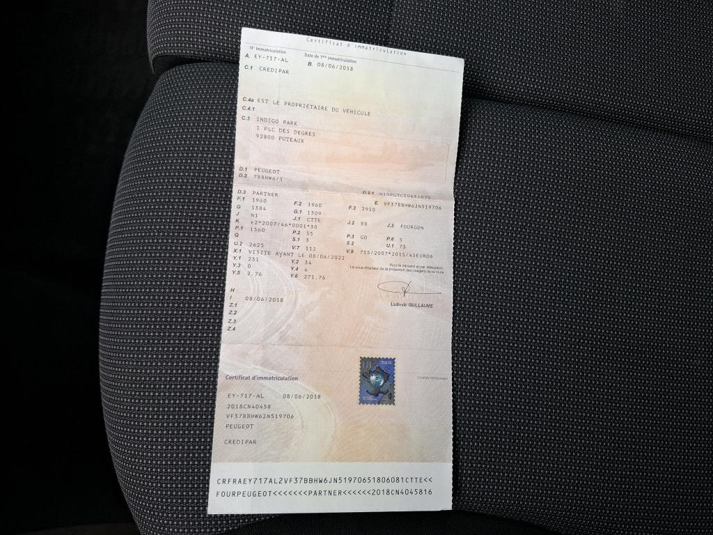 Peugeot PARTNER FOURGON STANDARD 1.6 BLUEHDI 75 BVM5 PREMIUM 2018