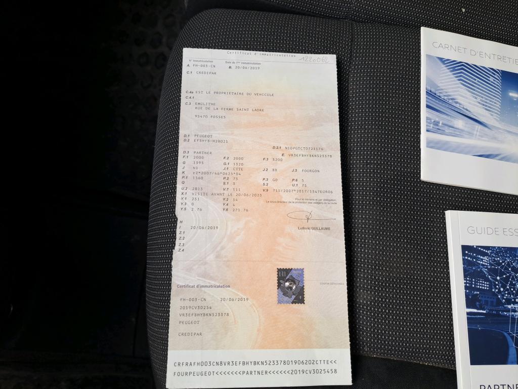 Peugeot PARTNER FOURGON STANDARD 650 KG BLUEHDI 100 S&S BVM5 PREMIUM 2019