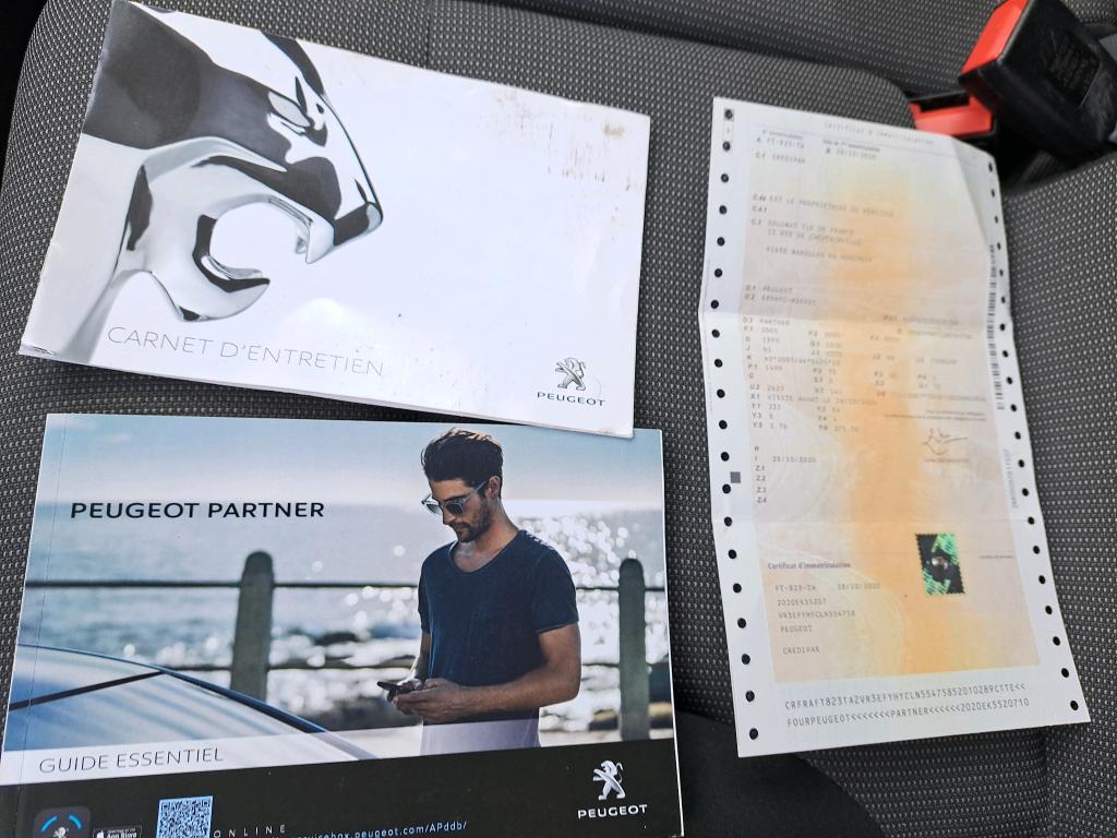 Peugeot PARTNER FOURGON STANDARD 650 KG BLUEHDI 100 S&S BVM5 ASPHALT 2020