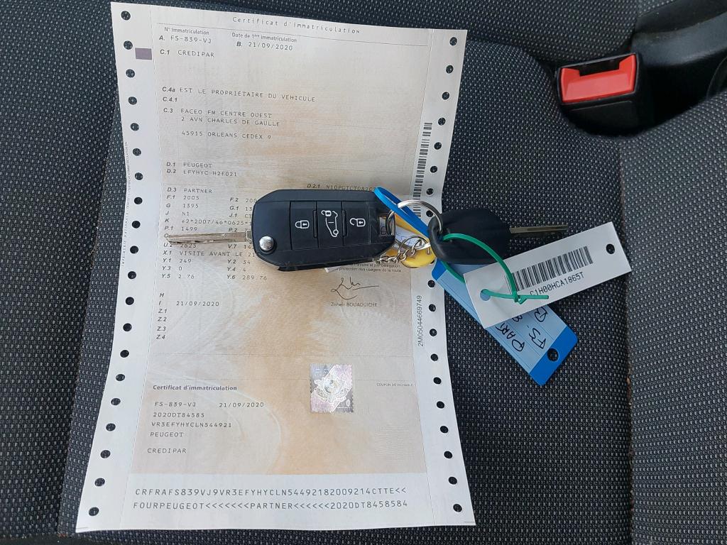 Peugeot PARTNER FOURGON STANDARD 650 KG BLUEHDI 100 S&S BVM5 PREMIUM 2020
