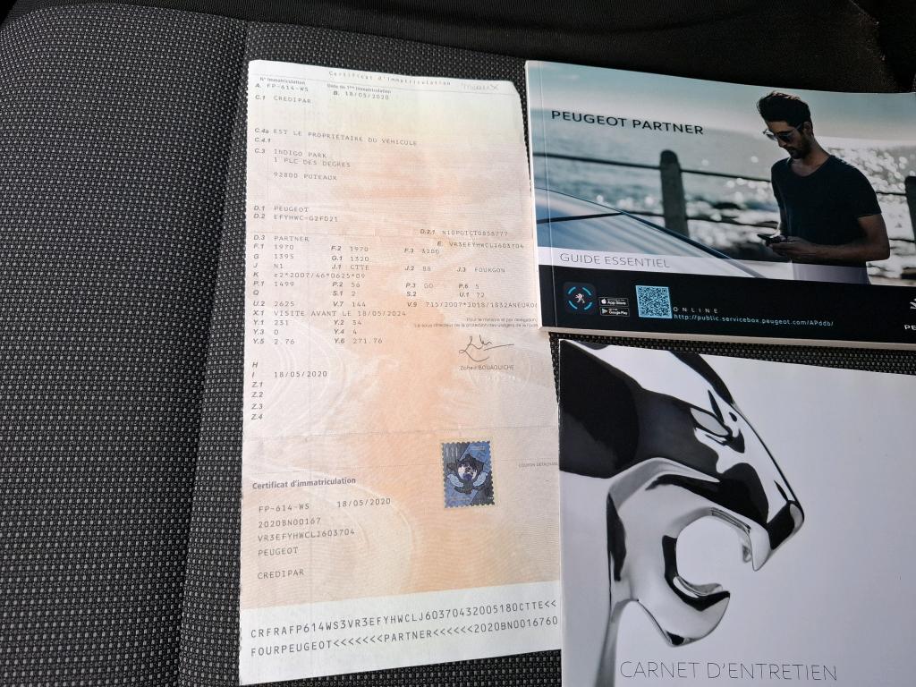 Peugeot PARTNER FOURGON STANDARD 650 KG BLUEHDI 75 BVM5 PREMIUM 2020