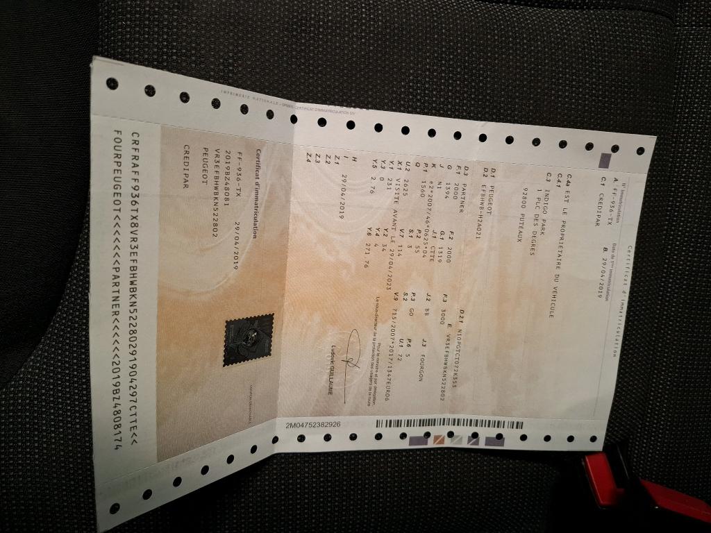 Peugeot PARTNER FOURGON STANDARD 650 KG BLUEHDI 75 BVM5 PREMIUM 2019