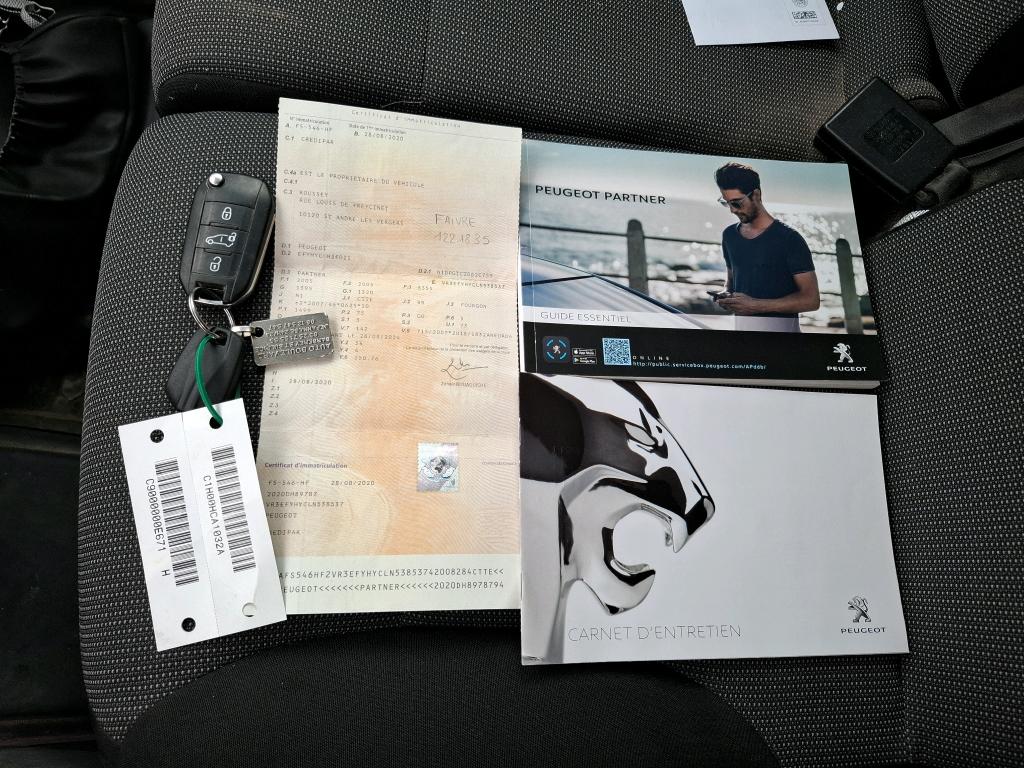 Peugeot PARTNER FOURGON STANDARD 650 KG BLUEHDI 100 S&S BVM5 PREMIUM 2020