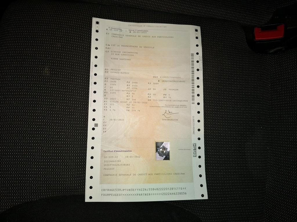 Peugeot PARTNER FOURGON LONG 950 KG BLUEHDI 130 S&S BVM6 PREMIUM 2022