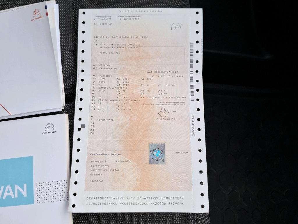 Citroen BERLINGO VAN M 650 BLUEHDI 100 S&S BVM5 DRIVER 2020