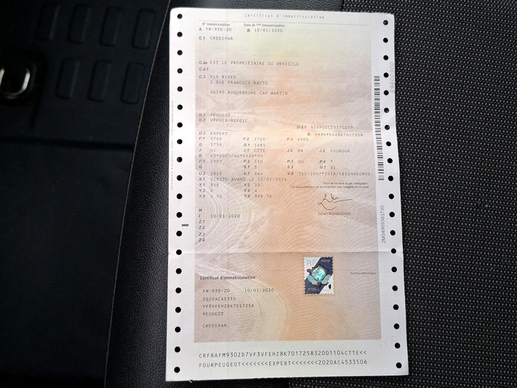 Peugeot EXPERT FGN TOLE STANDARD BLUEHDI 180 S&S EAT8 ASPHALT 2020