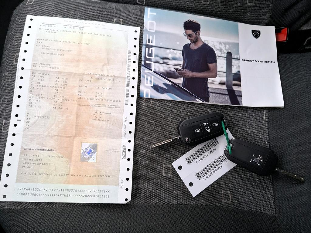 Peugeot PARTNER FOURGON STANDARD 1000 KG BLUEHDI 100 S&S BVM6 GRIP 2022