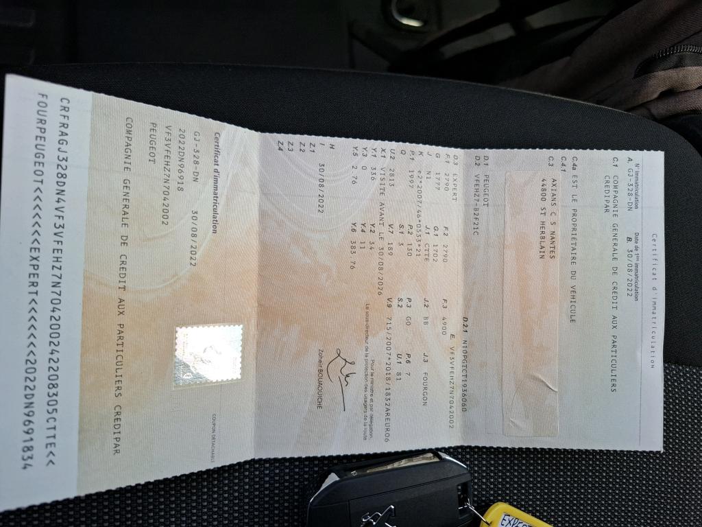Peugeot EXPERT FGN TOLE STANDARD BLUEHDI 180 S&S EAT8 ASPHALT 2022