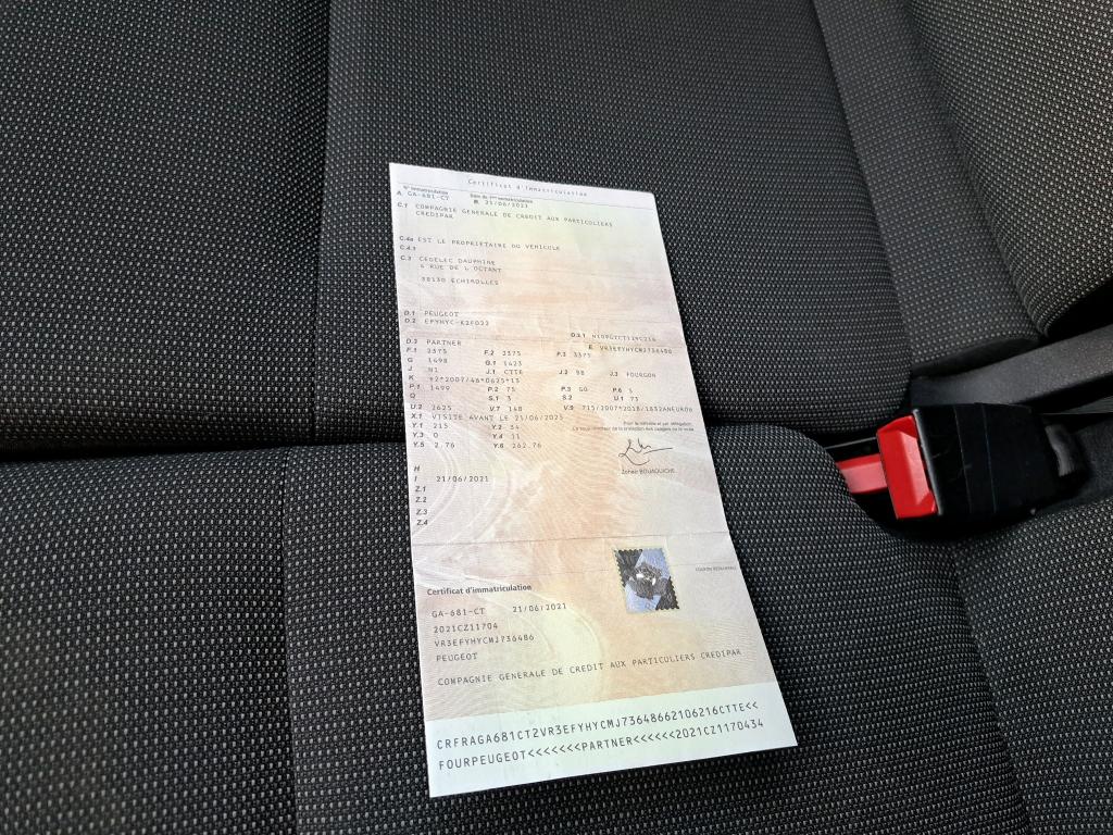 Peugeot PARTNER FOURGON LONG 950 KG BLUEHDI 100 S&S BVM5 ASPHALT 2021