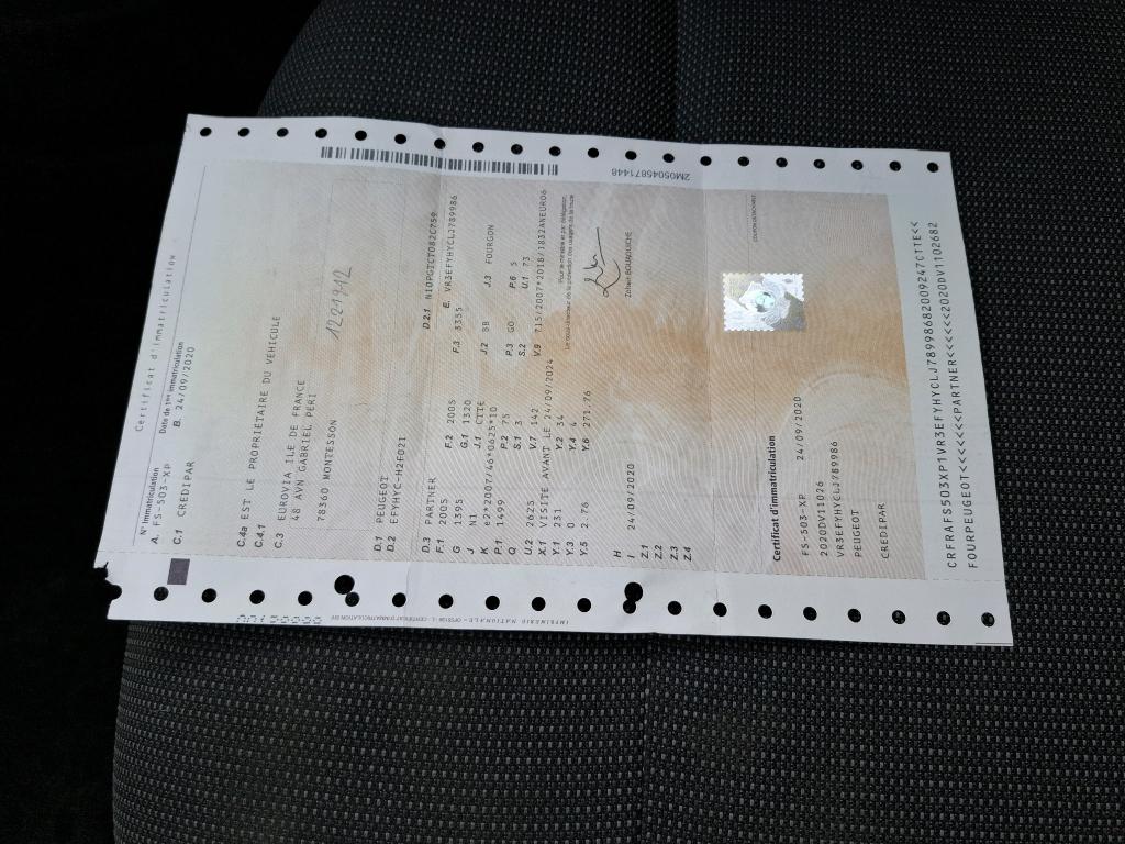 Peugeot PARTNER FOURGON STANDARD 650 KG BLUEHDI 100 S&S BVM5 PREMIUM 2020