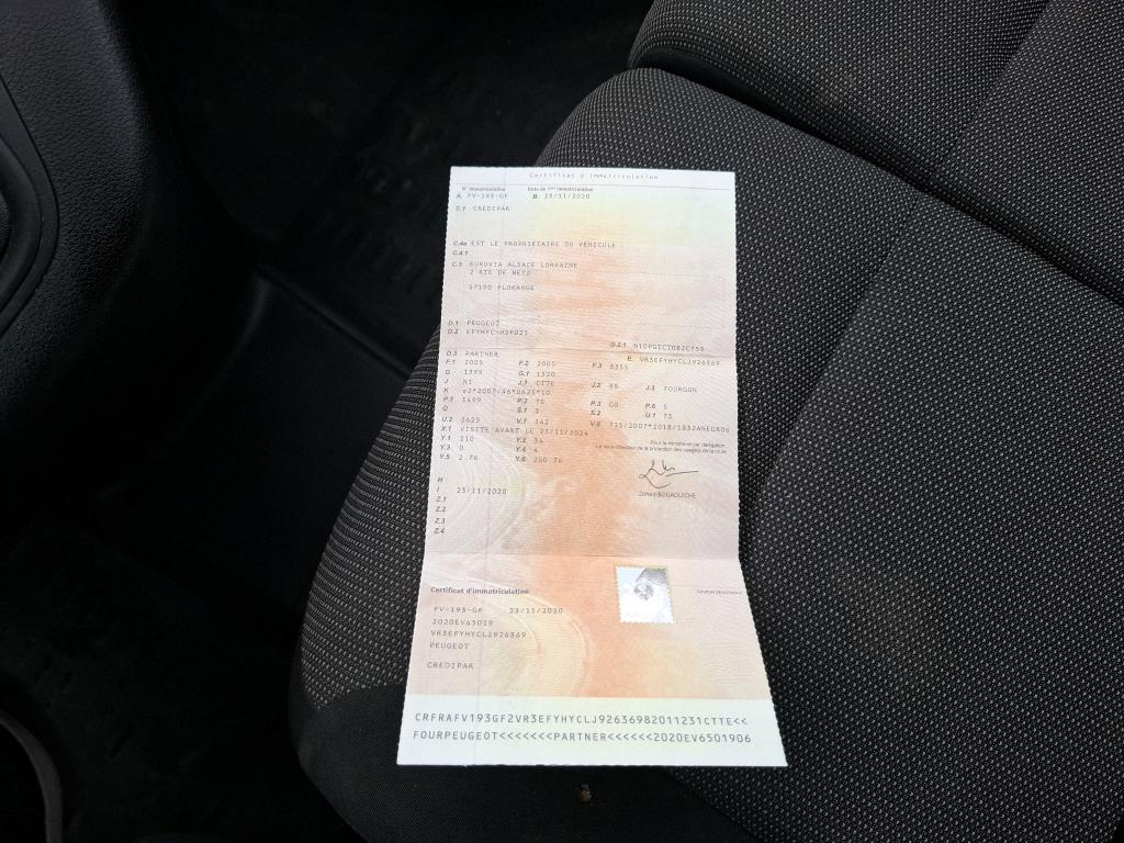 Peugeot PARTNER FOURGON STANDARD 650 KG BLUEHDI 100 S&S BVM5 PREMIUM 2020