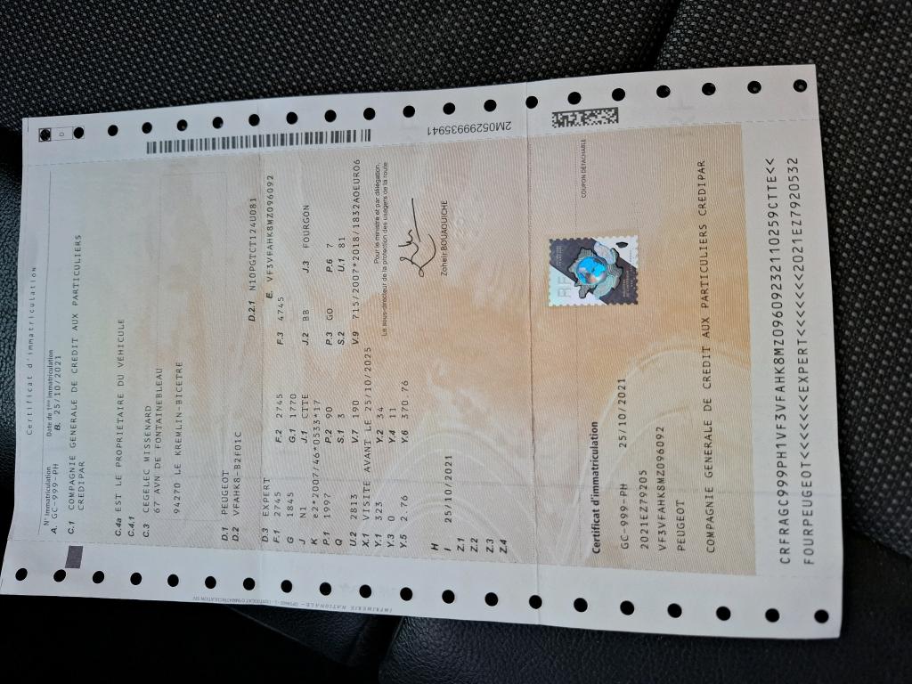 Peugeot EXPERT FGN TOLE STANDARD 2.0  BLUEHDI 120 S&S EAT8 ASPHALT 2021