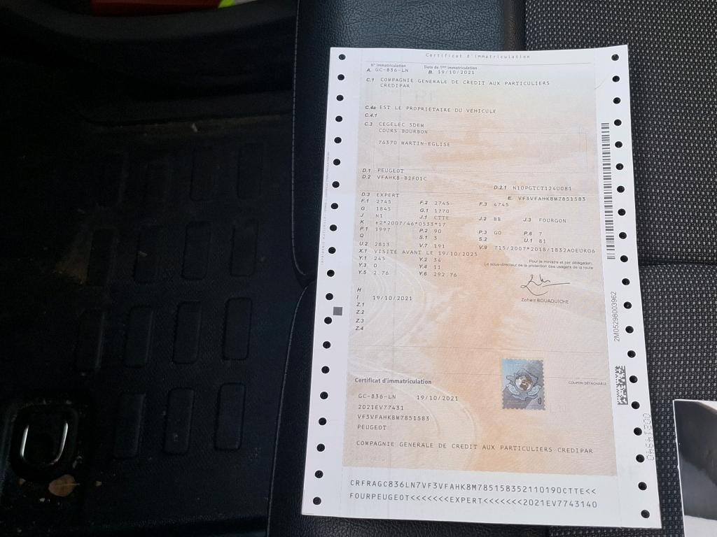 Peugeot EXPERT FGN TOLE STANDARD 2.0  BLUEHDI 120 S&S EAT8 ASPHALT 2021