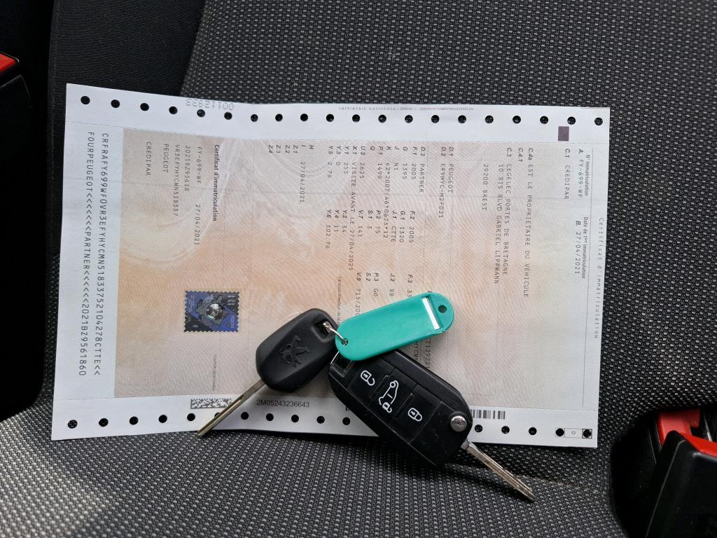 Peugeot PARTNER FOURGON STANDARD 650 KG BLUEHDI 100 S&S BVM5 PREMIUM 2021