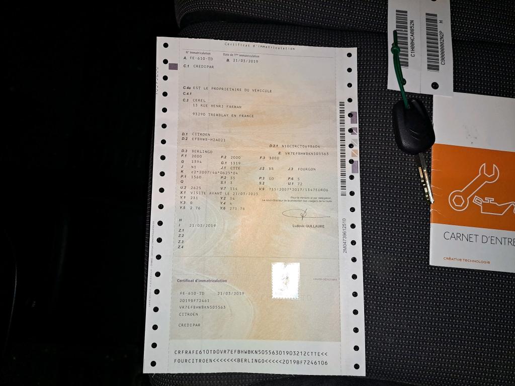 Citroen BERLINGO VAN M 650 BLUEHDI 75 BVM5 CLUB 2019