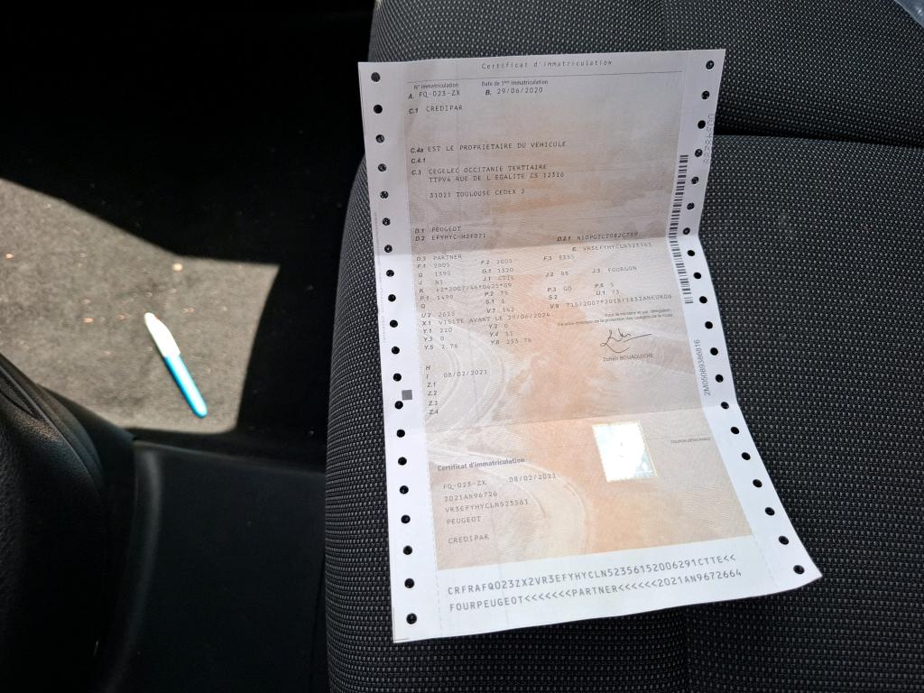 Peugeot PARTNER FOURGON STANDARD 650 KG BLUEHDI 100 S&S BVM5 ASPHALT 2020